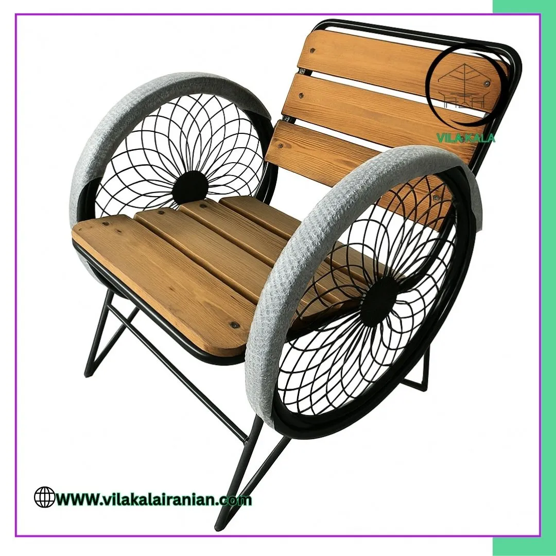 صندلی چوبی فلزی باغی